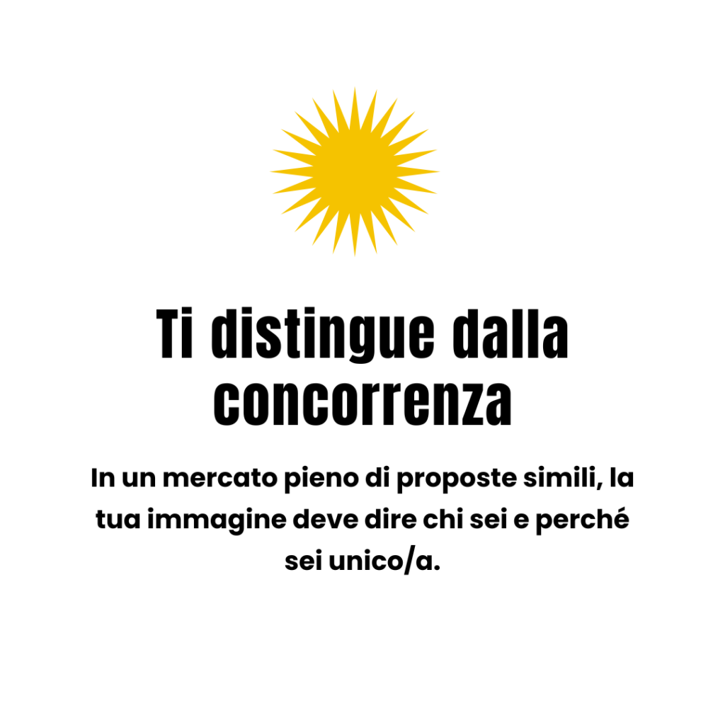 Grafica esplicativa su come il graphic design riesce a farti distinguere dalla concorrenza rendendoti unico.